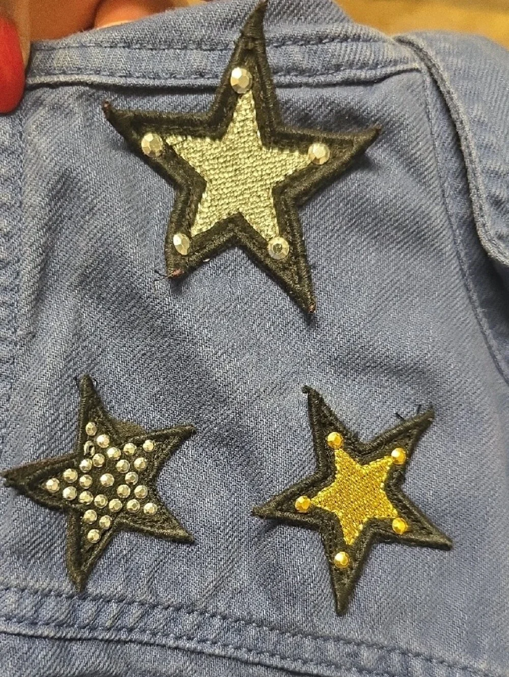 Authentic Icon Navy Star Appliqué Denim Vest With Pockets